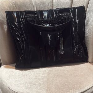 Steve Madden Black Patent Leather Tote Bag
